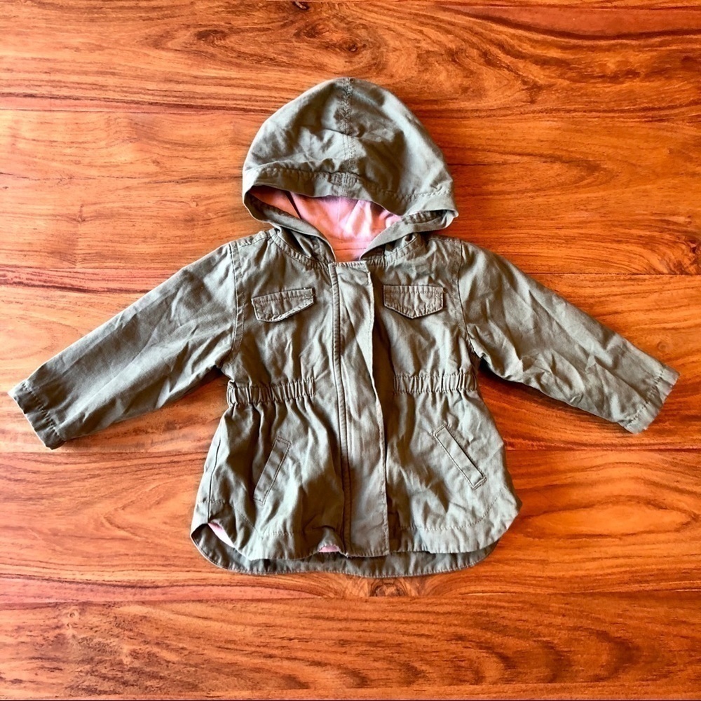 Old Navy Green & Pink Canvas Utility Jacket